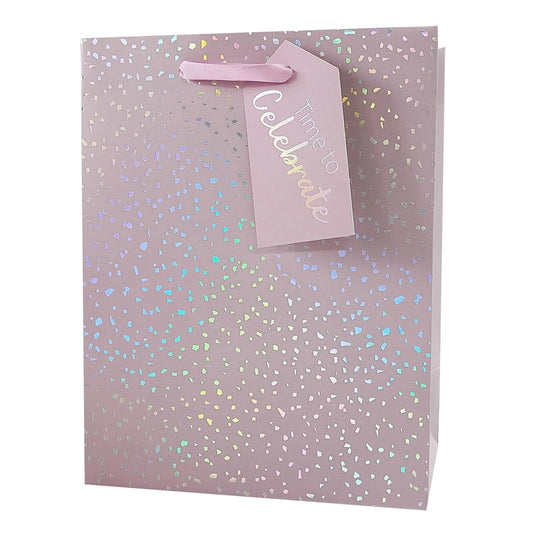 Paper T., DLX Sml Gift Bag, Pink Spkle, Matte 210GSM, HS Tag +j-hook