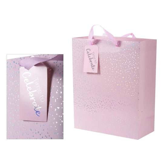 Paper T., DLX Lge Gift Bag, Pink Spkle, Matte 210GSM, HS Tag +j-hook