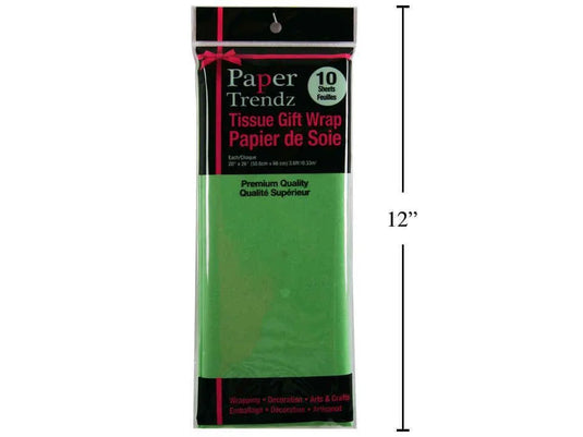 10-pc Tissue Wrapping Paper, Lt. Green, printed bag 20"x26"