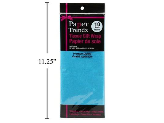 10-pc Tissue Wrapping Paper, Turquoise, printed bag 20"x26"