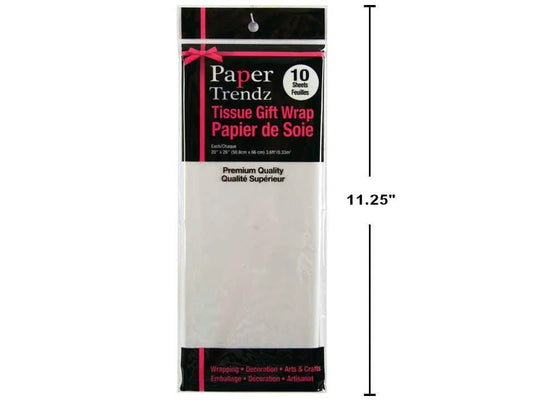 10-pc Tissue Wrapping Paper, White, printed bag, 20"x26"