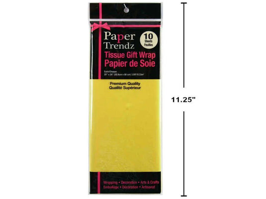 10-pc Tissue Wrapping Paper, Yellow, printed bag 20"x26"