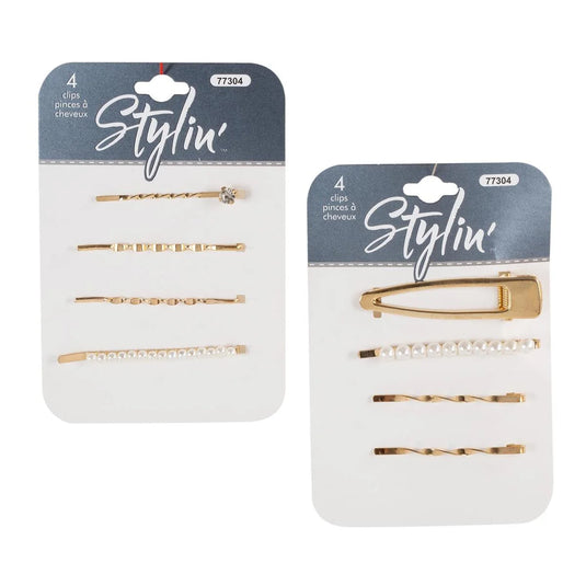 Stylin, 4p Fashion Pin/Clip Set 2 asst, header card