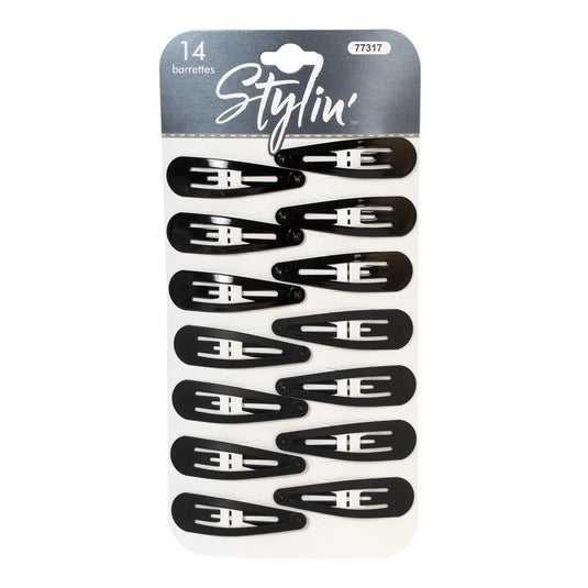 Stylin, 14p Black Snap Barrettes header card