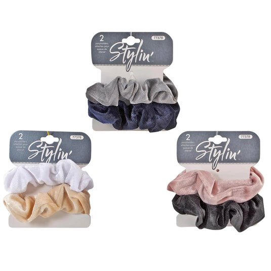 Stylin, 2p Velvet Scrunchie, hc