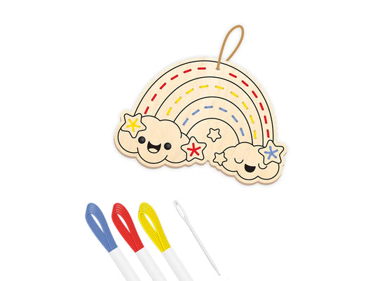 Krafty Kids Kit: DIY Wooden Sewing Ornament Kit F) Rainbow