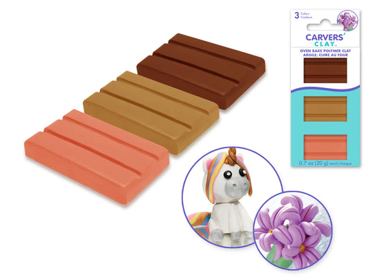 Carvers' Clay: 60g Polymer Oven-Bake Asst 3-col 20g ea C) Fleshtones