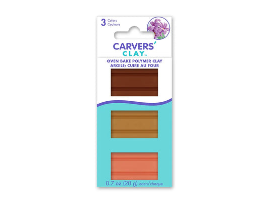 Carvers' Clay: 60g Polymer Oven-Bake Asst 3-col 20g ea C) Fleshtones