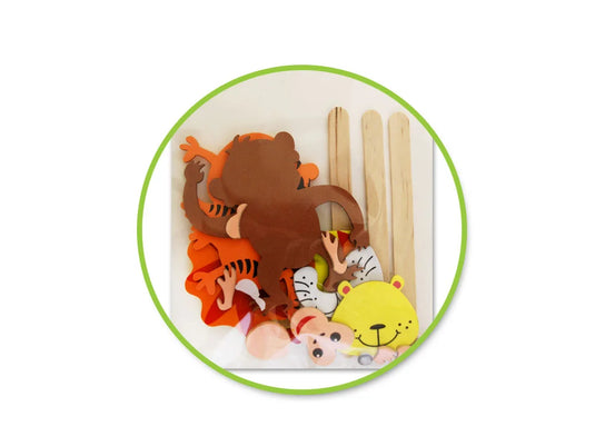 Krafty Kids Kit: DIY Foam Character Stick Puppets D) Jungle Pals