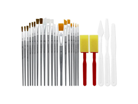 Artist Brush Set: Paint Night 25pc Brush & Palette Knife Set