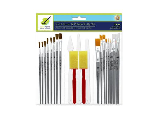 Artist Brush Set: Paint Night 25pc Brush & Palette Knife Set