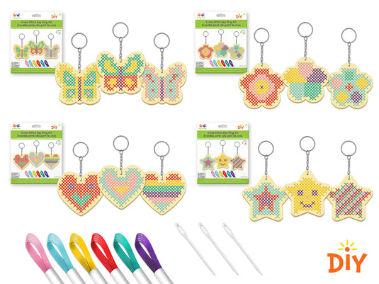 Krafty Kids Kit: DIY Cross-Stitch Keyring Kits 3pc