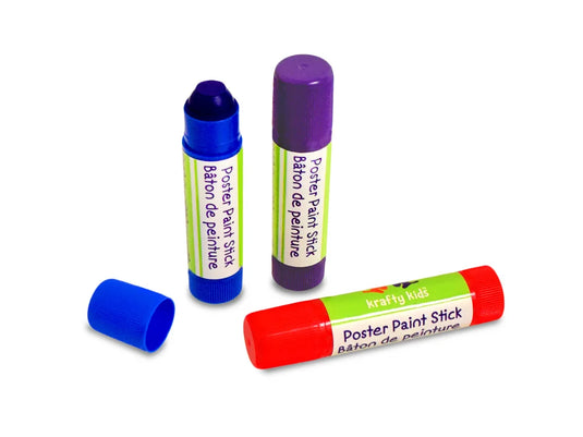 Krafty Kids Paint: Poster Paint Sticks Dry-Quick 3pc (10g ea) B) Red/Blu/Pur