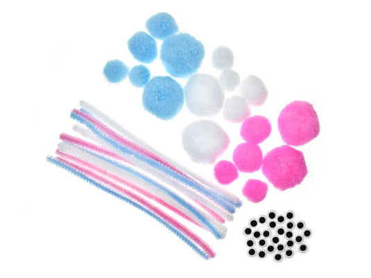 Krafty Kids Kit: DIY Craft Kit Chenille Stems/Poms/Googly Eyes A) Pastel