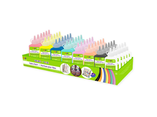 Krafty Kids: 50ml Fabric Paint~ Brights PDQ Counter-Top Display 6 Each x 8 Colors