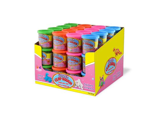 Krafty Kids: 5oz Glitter Clay-Dough Tubs 4-Color Asst PDQ Tropical Shimmers