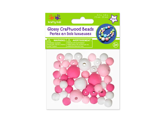 Craftwood: Glossy Round Beads Asst Color+Size 42pc B) Pink Medley