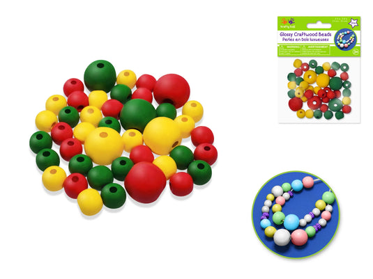 Craftwood: Glossy Round Beads Asst Color+Size 42pc C) Tropical Blend