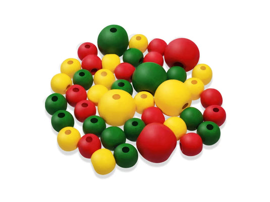 Craftwood: Glossy Round Beads Asst Color+Size 42pc C) Tropical Blend