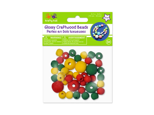 Craftwood: Glossy Round Beads Asst Color+Size 42pc C) Tropical Blend