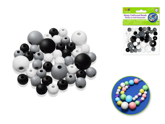 Craftwood: Glossy Round Beads Asst Color+Size 42pc E) Classic