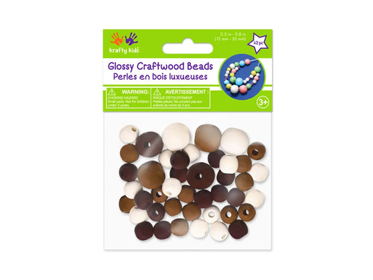 Craftwood: Glossy Round Beads Asst Color+Size 42pc F) Macramé