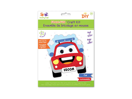 Krafty Kids Kit: DIY Foam Friends Craft Kit Peel-n-Stick 04) Car