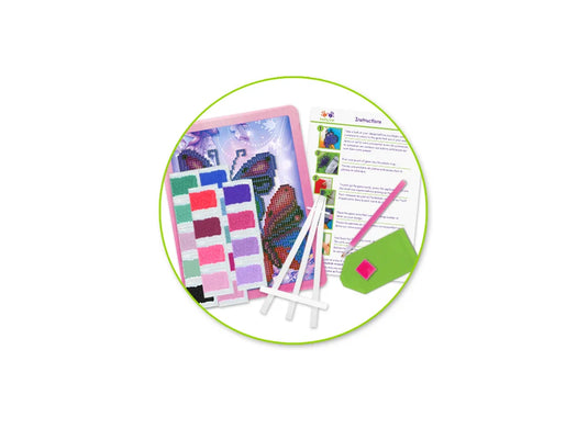 Krafty Kids Kit: 8.8"x6.8" DIY Diamond Painting Kit w/Easel C) Butterflies
