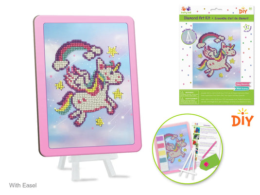 Krafty Kids Kit: 8.8"x6.8" DIY Diamond Painting Kit w/Easel E) Baby Unicorn