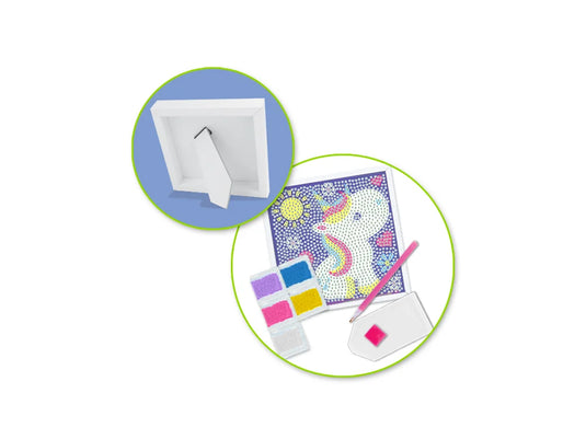 Krafty Kids Kit: 5.7"x5.7" Framed DIY Diamond Painting Canvas Kit w/Stand C) Unicorn