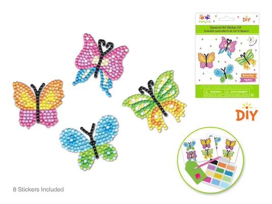 Krafty Kids Kit: Diamond Painting DIY Sticker Kit 2Shts A) Butterfly