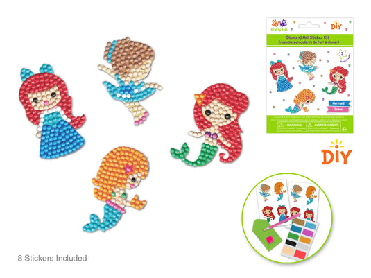 Krafty Kids Kit: Diamond Painting DIY Sticker Kit 2Shts C) Mermaid