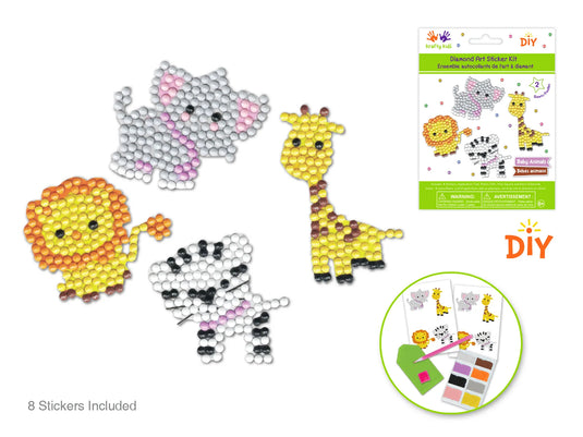 Krafty Kids Kit: Diamond Painting DIY Sticker Kit 2Shts E) Baby Animal