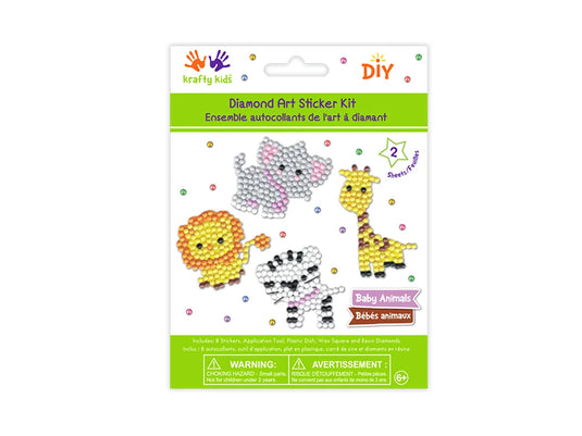 Krafty Kids Kit: Diamond Painting DIY Sticker Kit 2Shts E) Baby Animal