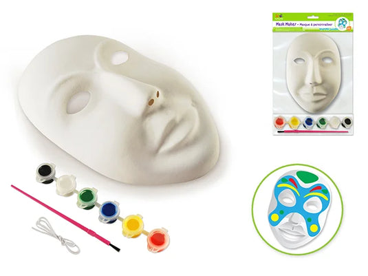 Krafty Kids Kit: DIY 9" Mask Maker w/6 Paints & Brush B) Male