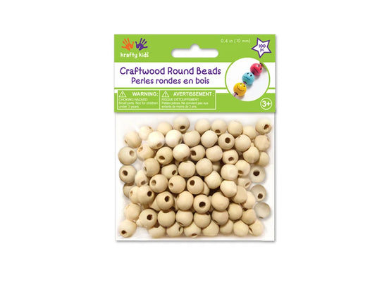 Wood Craft: Round Beads Natural A) 10mm 100pc