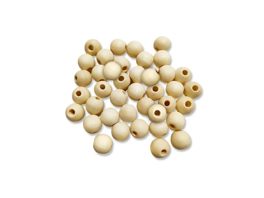 Wood Craft: Round Beads Natural C) 14mm 40pc