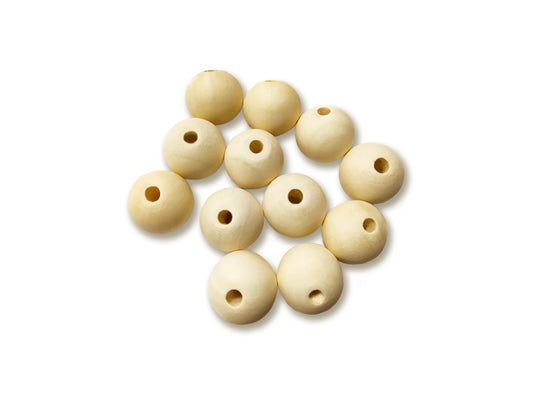 Wood Craft: Round Beads Natural G) 25mm 12pc
