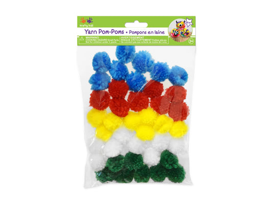 Krafty Kids: 1" Yarn-Poms 40pc B) Primary