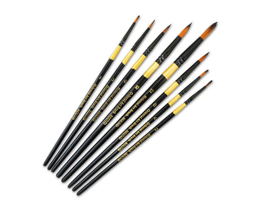 Artist Brush Set: Oriental Art Inspired x8 Wood Handle A) Round Set