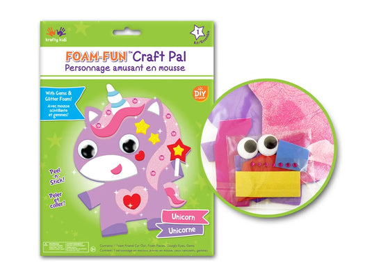 Krafty Kids Kit: DIY Foam Friends Craft Kit Peel-n-Stick C) Unicorn