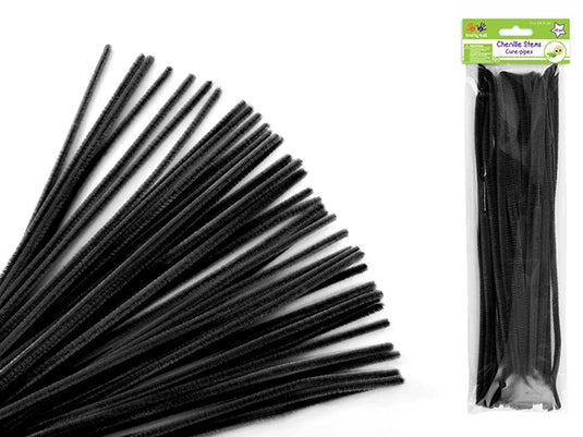 Chenille Stems: 6mmx30cm 40/pk Pipe Cleaners B) Black