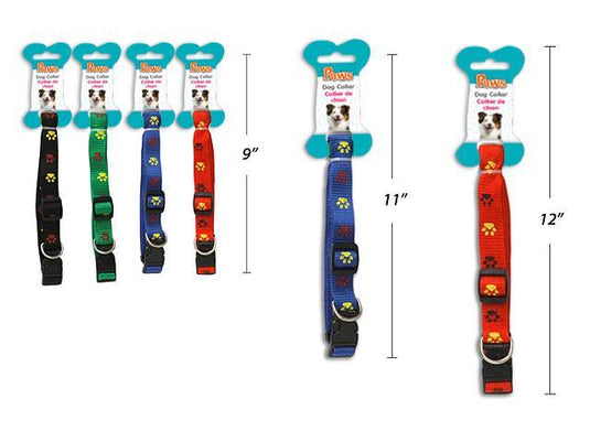 PAWS.Adjustable Dog Collar,4/c,5/8" x11.5, 3/4"x15.5",1"x18"