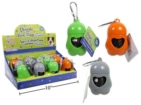Pet Clean Up Bag Holder, 20pcs/roll w/carabiner