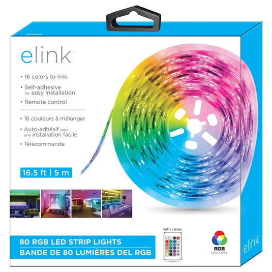 ELINK | 16.5FT (5M) 80 RGB LED STRIP LIGHT WITH REMOTE CONTROL