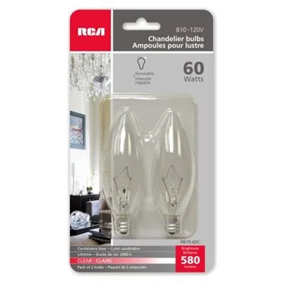 B10 60W CLEAR CHANDELIER