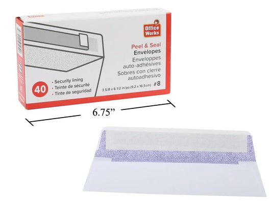 O.WKs. 40-pc #8 Peel & Seal Security Evlp (HZ)