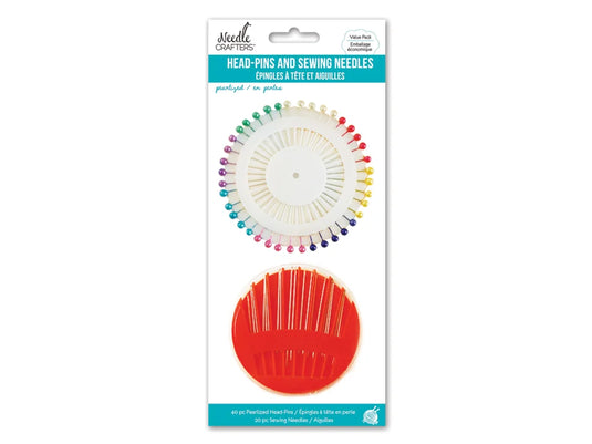 Needlecrafters: Pearlized Head-Pins/Sewing Needles Value-Pak