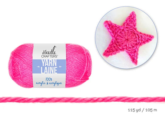 Needlecrafters: 50g Acrylic Yarn Standard Ball Dyed X) Neon Pink