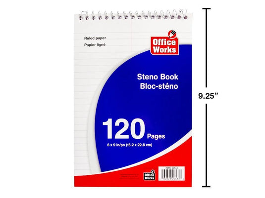 O.WKs. 120-page 6"x9" Steno Book